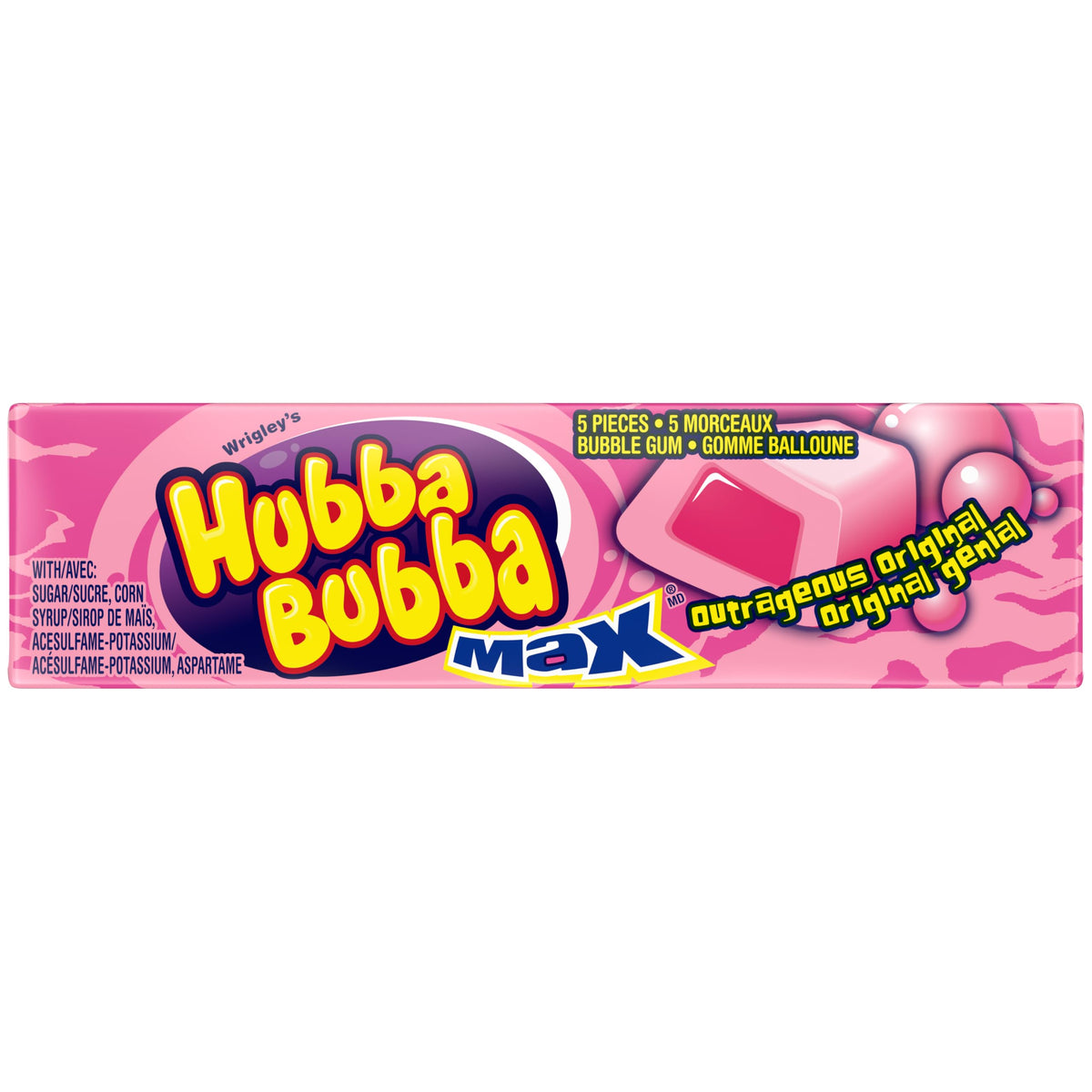 HUBBA BUBBA, Outrageous Original Flavoured Bubble Gum, 5 Pieces, 18 Packs