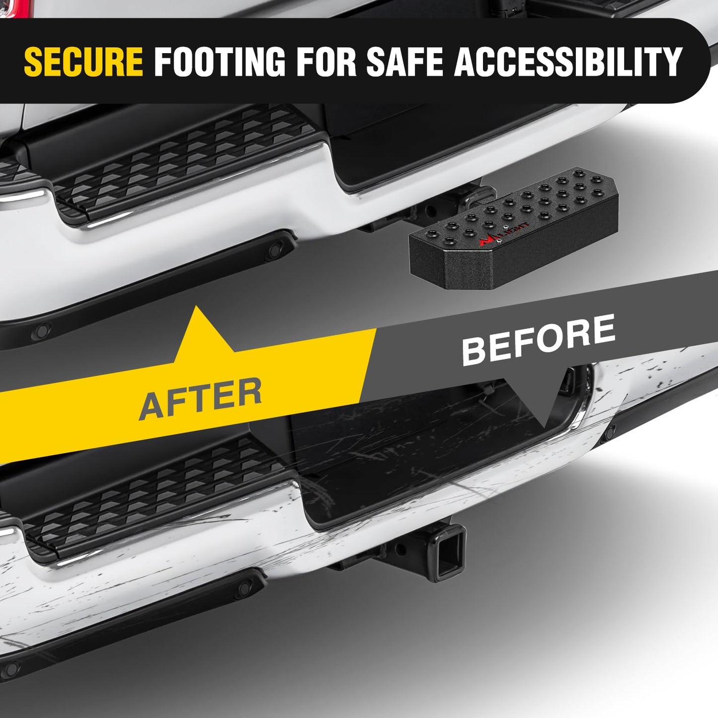 Nilight Hitch Step with 2" Hitch Receiver Rear Bumper Guard Protector 11.9 Inch with 5/8” Hitch Pin Clip Upgraded Textured Black Anti Slip Hitch Step Bar for Pickup Truck Car SUV Nilight