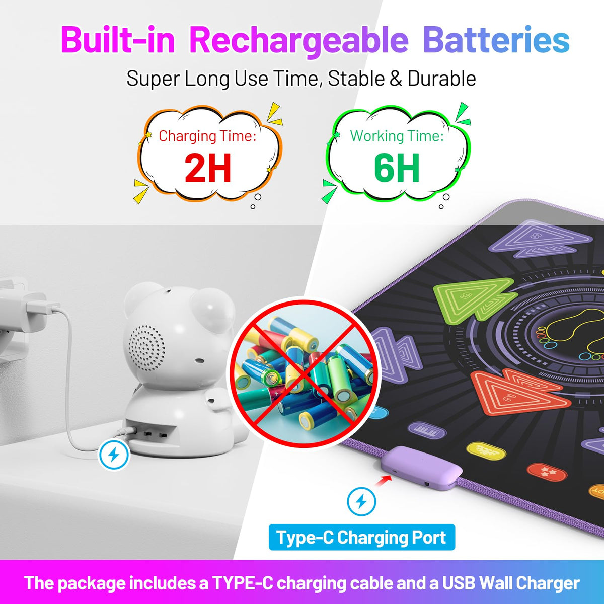 HAPHOM Dance Mat for Kids, Rechargeable Dance Mats for Girls and Boys, Light-up Dancing pad Game with Wireless Bluetooth, Christmas Birthday Gifts Ideas for 3 4 5 6 7 8 9 10 11 12 Year Old Kids 🍁 All In One Marketplace Canada