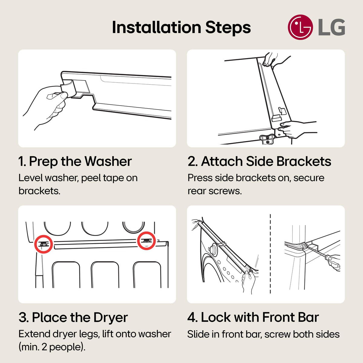 LG KSTK4 Genuine Washer & Dryer Stacking Kit (27") by LG Canada