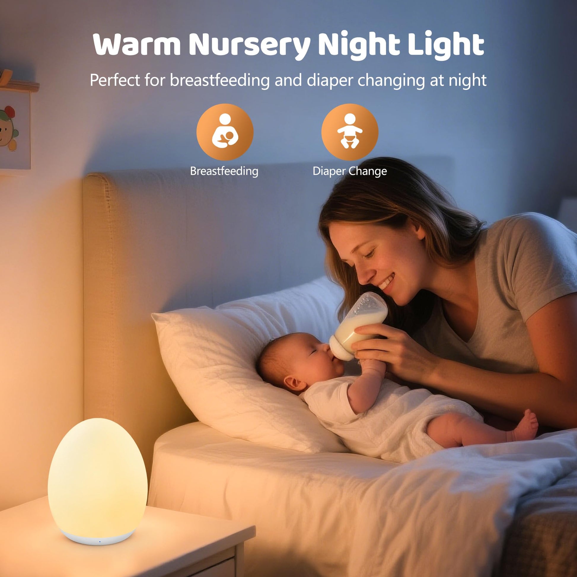 Night Lights for Kids, MediAcous Baby Night Light with 7 Colors Changing & Dimming Function, Rechargeable Kids Night Light with 1 Hour Timer & Touch Control, Up to 100H