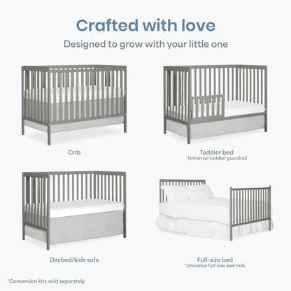 Dream On Me Synergy 5-in-1 Convertible Crib in Cool Grey, Greenguard Gold Certified, BSA Certified, 3 Mattress Height Settings, Classic Nursery Furniture 🍁 All In One Marketplace Canada