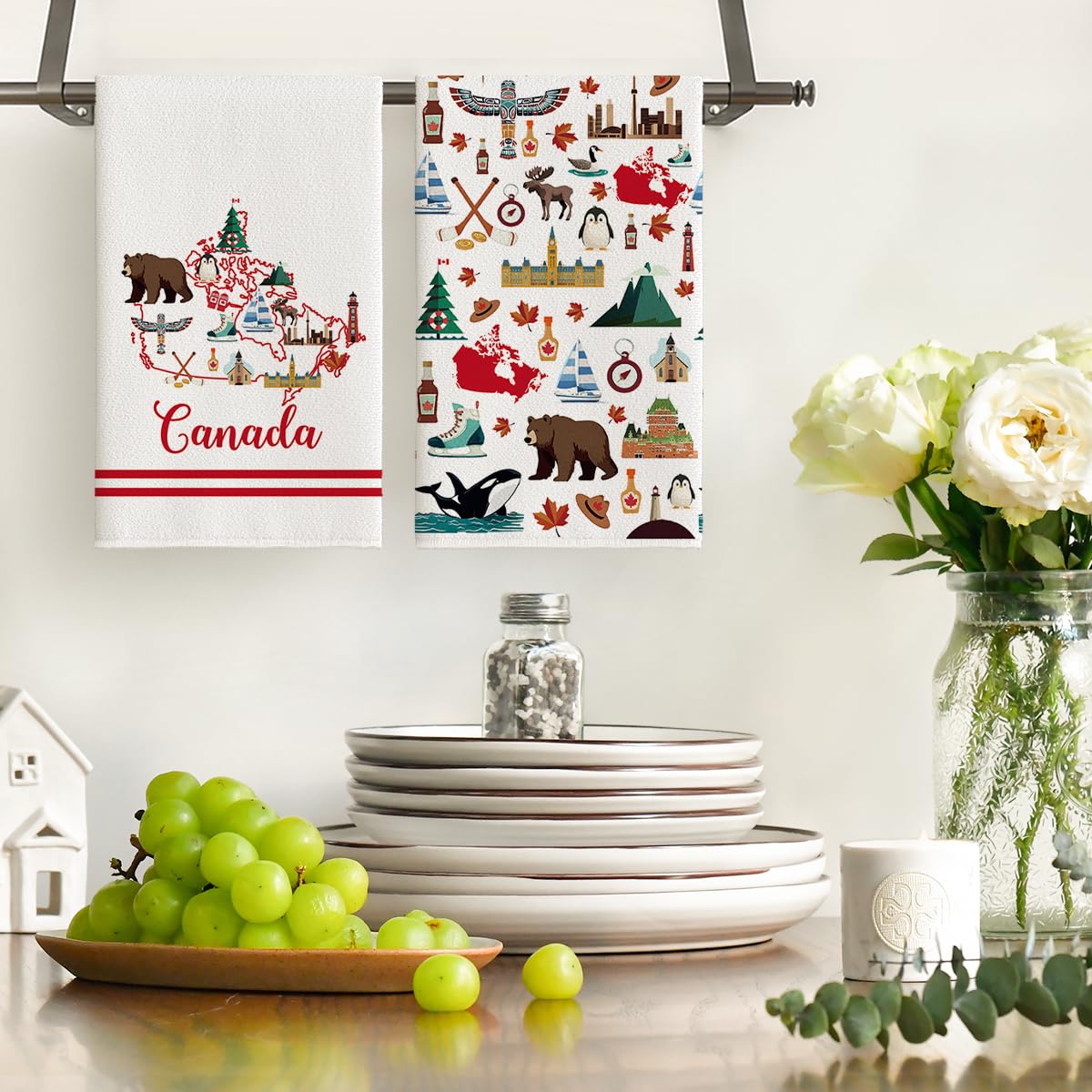 Artoid Mode Canada Maple Leaf Souvenirs Gifts Kitchen Towels Dish Towels, 18x26 Inch Canada Day Holiday Home Decoration Hand Towels Set of 2 🍁 All In One Marketplace Canada