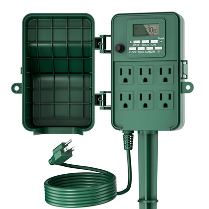BN-LINK Outdoor Power Stake Timer, 6 Outlets, 8-Program Digital Timer 🍁 All In One Marketplace Canada