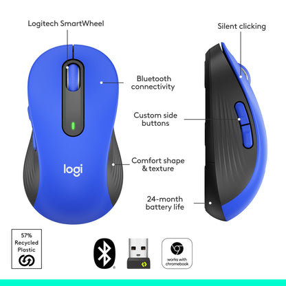 Logitech Signature M650 L Full Size Wireless Mouse - Classic Blue
