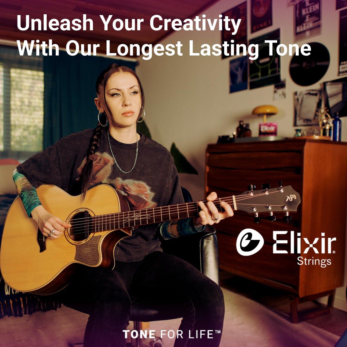 Elixir 16027 Phosphor Bronze Nanoweb Coating Acoustic Guitar Strings - Custom Light 11-52