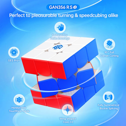 GAN 356 R S 2, 3x3 Speed Cube Stickerless Puzzle Practice Solving Wing-Shaped Core 2.0 Tension Adjustable, Kids Beginners Travel Games Holiday Birthday Gifts (Non-Magnetic Version) 🍁 All In One Marketplace Canada