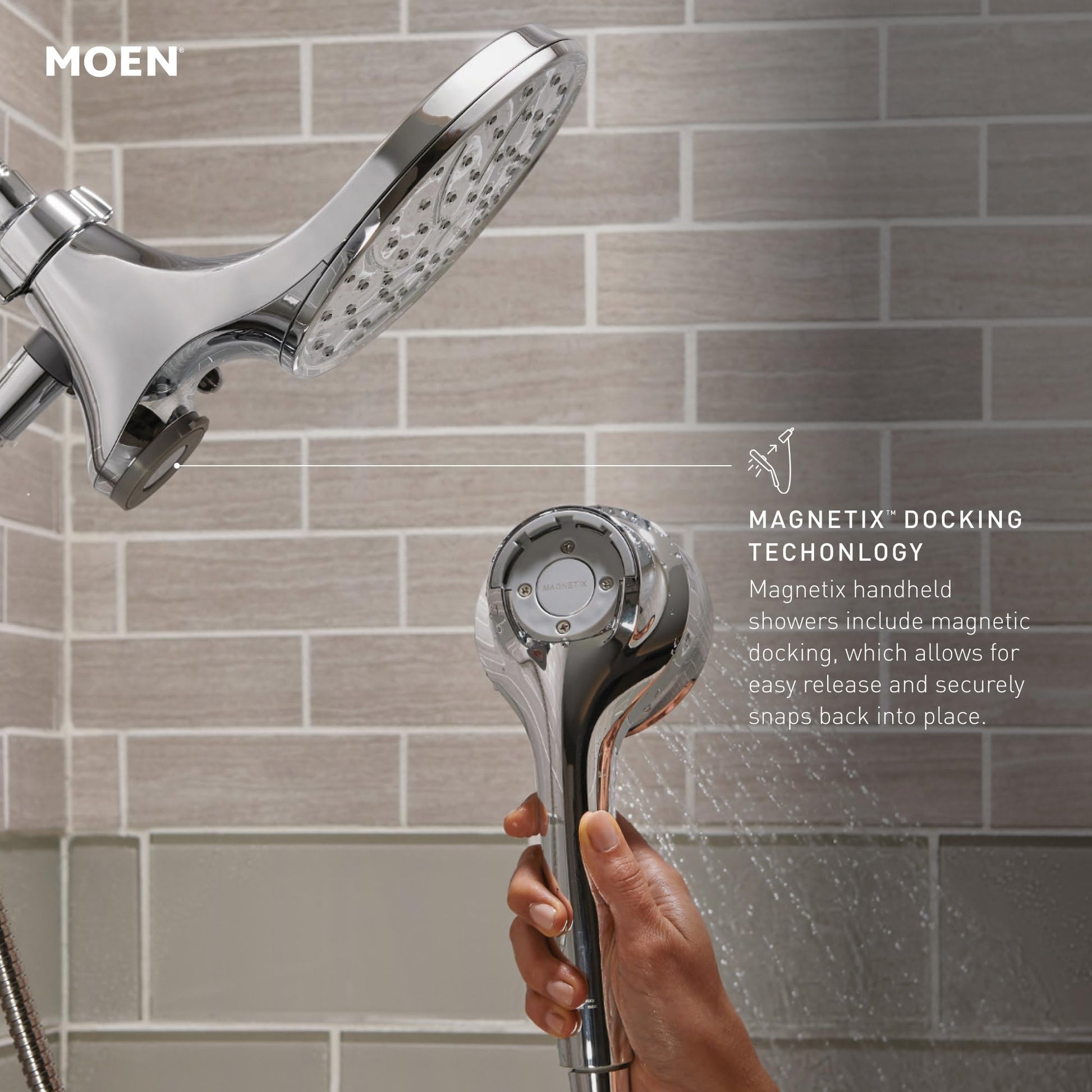 Moen 26009SRN Engage Magnetix Multi-Function Handshower and Rainshower Combo, Spot Resist Brushed Nickel Moen