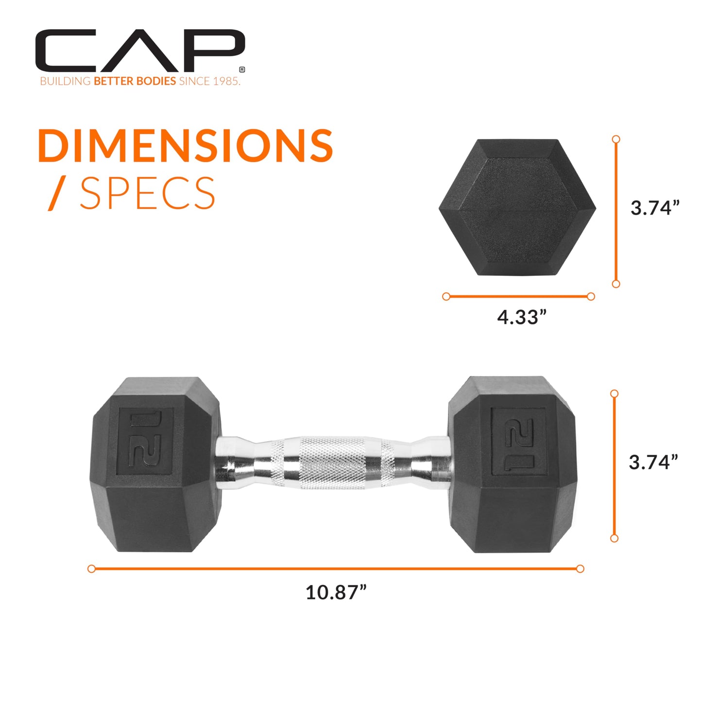 CAP Barbell 12 LB Pair Coated Hex Dumbbell Weight