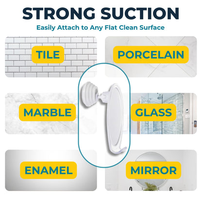 HONEYBULL Fogless Shower Mirror with Suction Mount & Swivel – Anti-Fog Acrylic Bathroom Mirror for Shaving – Built-in Razor Holder, Easy Install, Home Shower Accessory (White) - Available at All In One Marketplace Canada