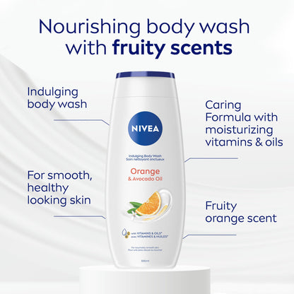 NIVEA Orange & Avocado Oil Body Wash, 3x500ml - Available at All In One Marketplace Canada
