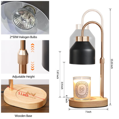 Candle Warmer Lamp,Timer,Dimmer,Adjustable Height Home Decor Electric Wax Melt Warmer with 2 Bulbs Gifts for Mom Womens Christmas Scented Jar Bedroom Living Room Decor 🍁 All In One Marketplace Canada