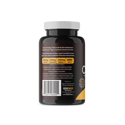 AQUAOMEGA 3X Extra Strength High EPA Fish Oil Omega 3 Supplements, Wild Caught Triple Strength Omega 3 Fish Oil Capsules with EPA, DHA and Vitamin D, Omega3 Supplements Made in Canada,120 Softgels - Available at All In One Marketplace Canada