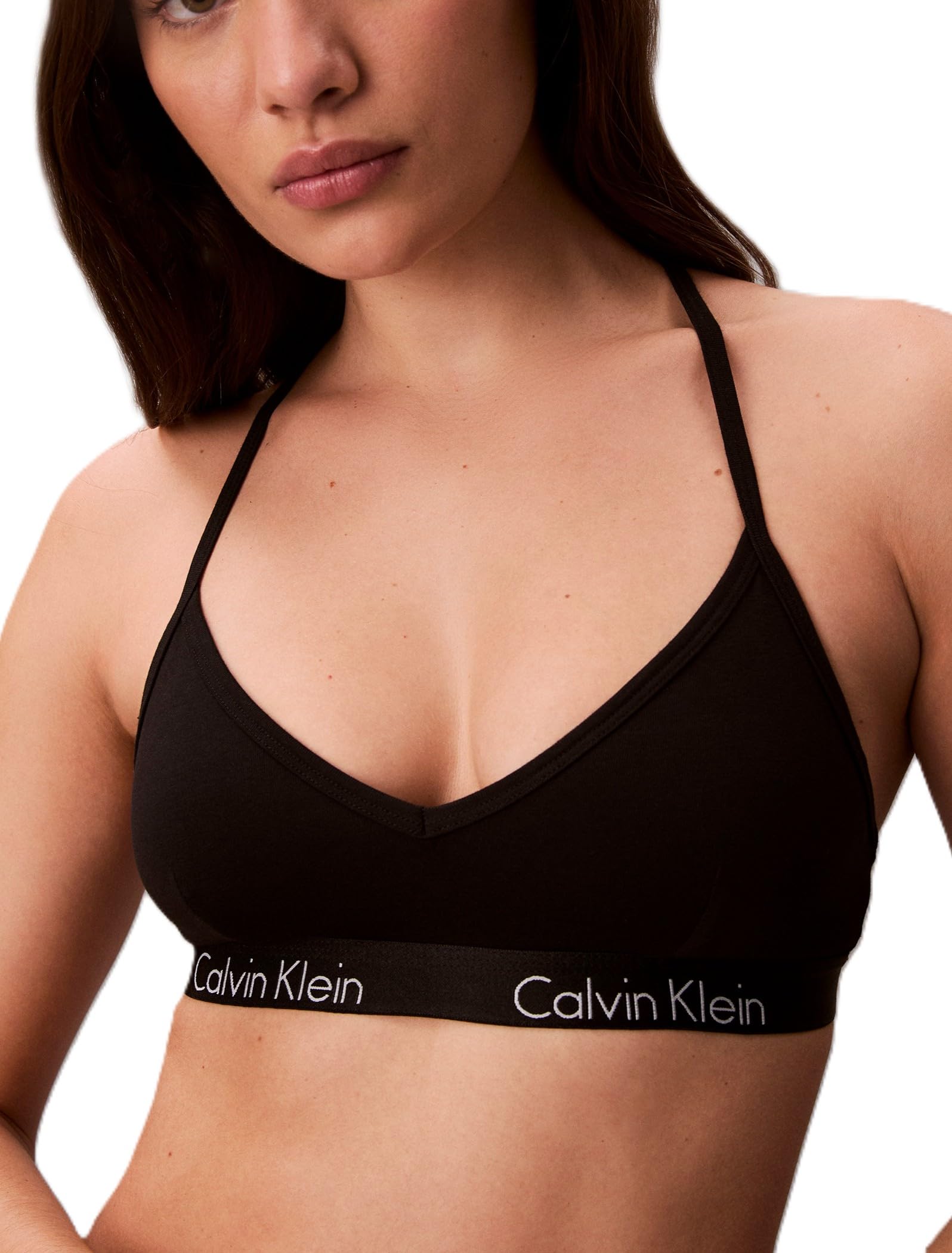 Calvin Klein Women's Motive Cotton Lightly Lined Bralette, Black, Medium Calvin Klein