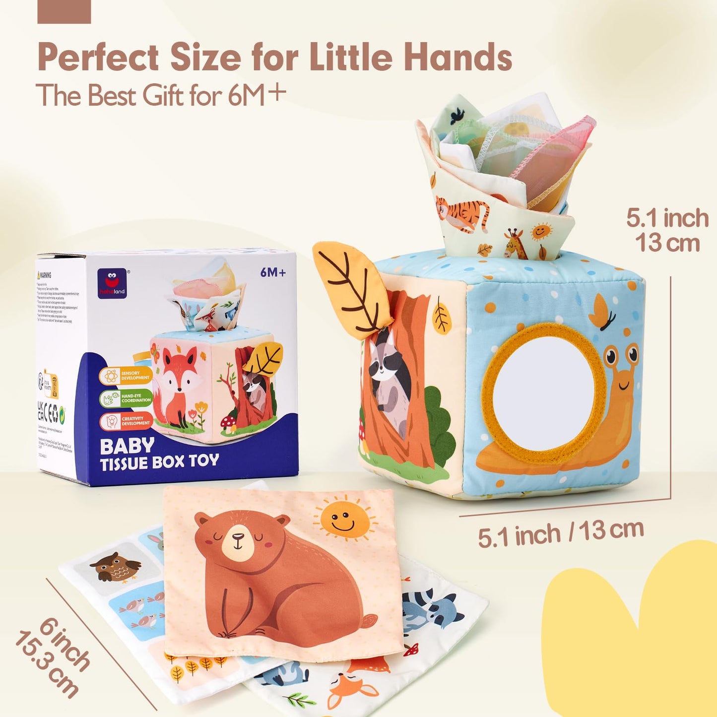 hahaland Baby Tissue Box Toy - Montessori Baby Toys 6-12 Months, Mirror Sensory Toys for Babies 12-18 Months, Boy Girl Gifts for 6M+ - Available at All In One Marketplace Canada