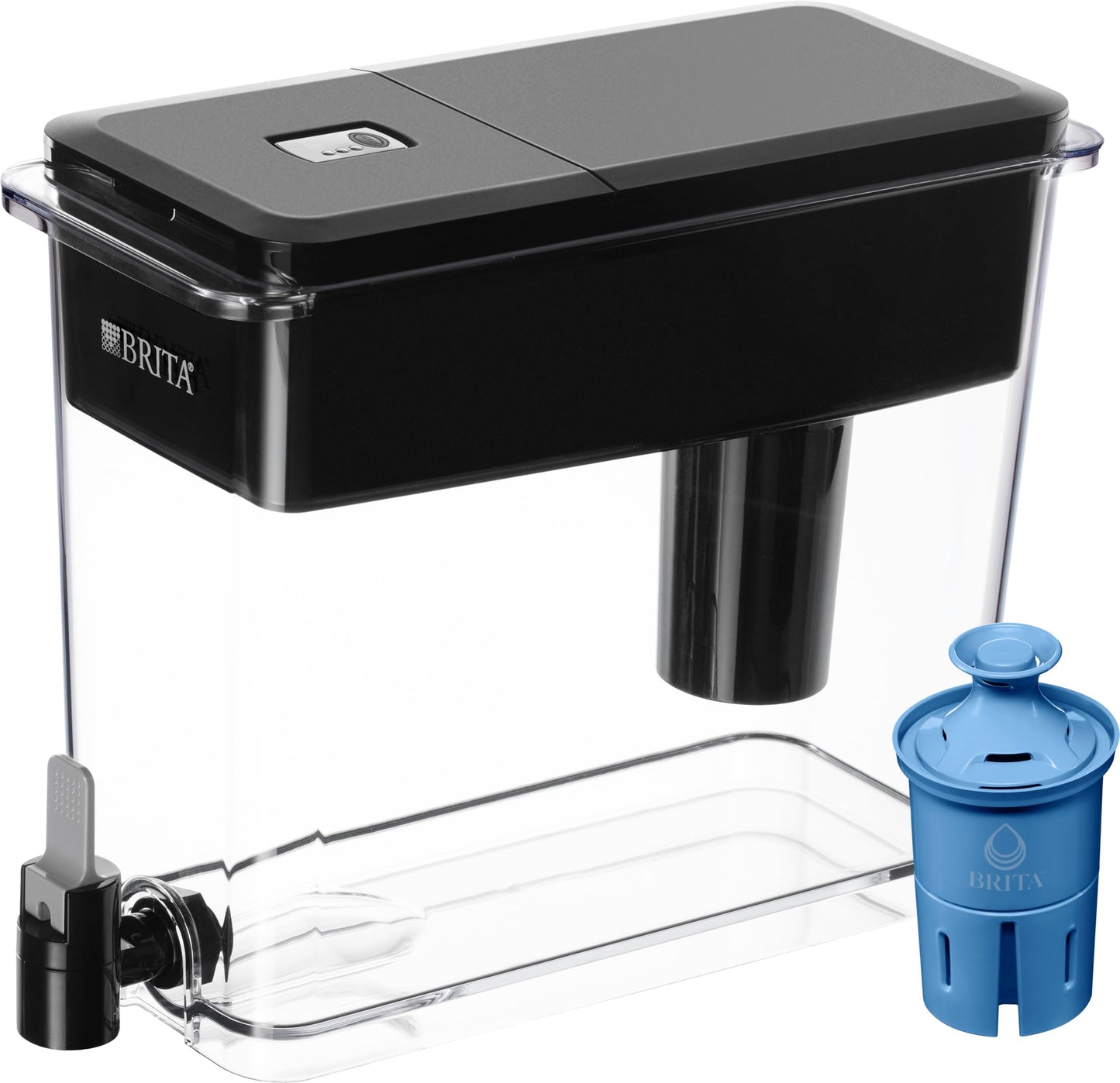 Brita Extra Large 27 Cup Filtered Water Dispenser with 1 Brita Elite Filter, Made Without BPA, UltraMax, Black