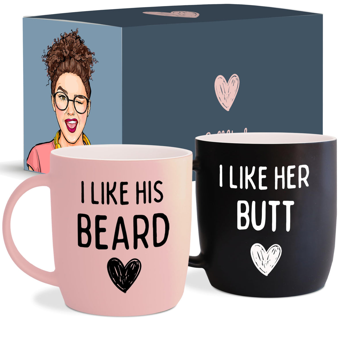 Triple Gifffted Funny Couples Mugs Gift Set for Him and Her, 380 ml Ceramic 🍁 All In One Marketplace Canada