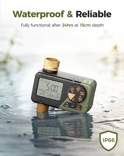 Diivoo Water Sprinkler Timer with Brass Inlet & Outlet, Irrigation Hose Timer with Weekly and Daily Frequency Irrigation, Rain Delay and Manual Watering for Lawns and Gardens