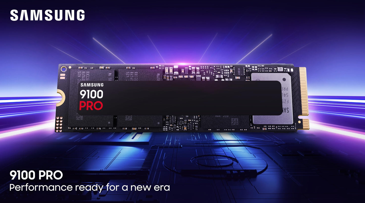 Samsung 9100 PRO Series - 1TB PCIe 5.0 x4, NVMe 2.0, M.2 Internal SSD, Up to 14,700MB/s, Fast Speed, Thermal Contorl, MZ-VAP1T0B/AM [Canada Version] Samsung