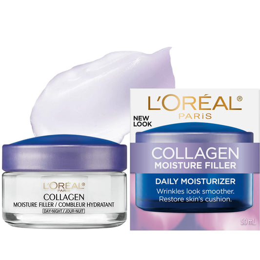 L’Oréal Paris Anti-Aging Day Face Moisturizer and Night Moisturizer Face Cream, Korean Skincare Inspired, Glass Skin Hydrating Face Cream to Smooth Skin & Reduce Look of Wrinkles, Collagen Moisture Filler, 50 ml - Available at All In One Marketplace Canada