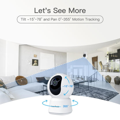 360° View 2K Pet Camera with Phone App 2 Pack, Indoor Security Camera, Baby Monitor, Motion Tracking, Pan/Tilt, Night Vision, Two-Way Audio, Works with Alexa, 2.4G WiFi Only (P2T 2PC)