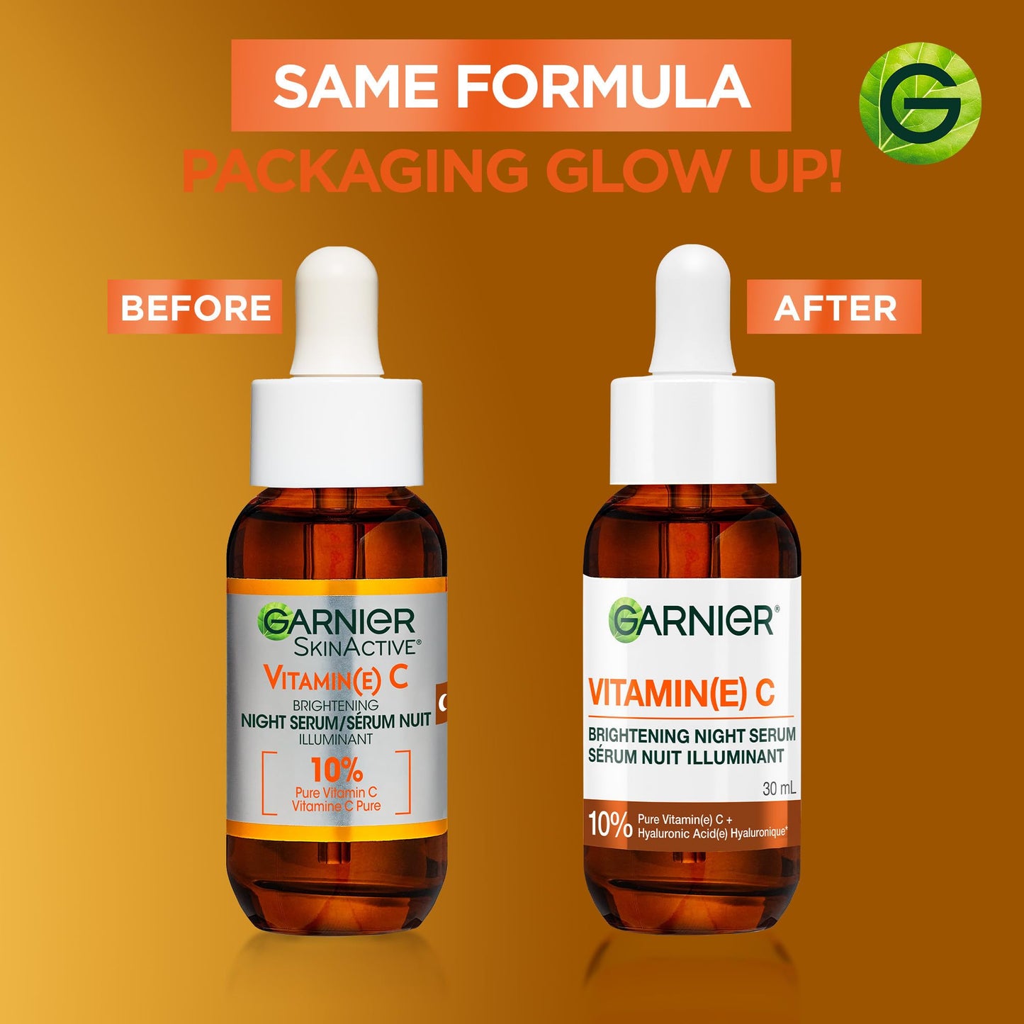 Garnier SkinActive Brightening Night Vitamin-C Serum, with Hyaluronic Acid, Brightens & Smoothens Skin in just 3 Nights, for All Skin Types, even Sensitive Skin - 30ml