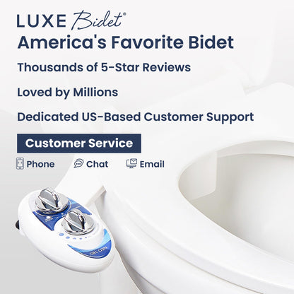 LUXE Bidet NEO 185 - Dual Nozzle, Self-Cleaning, Non-Electric Bidet Attachment for Toilet Seat, Adjustable Water Pressure, Rear & Feminine Wash (Blue)