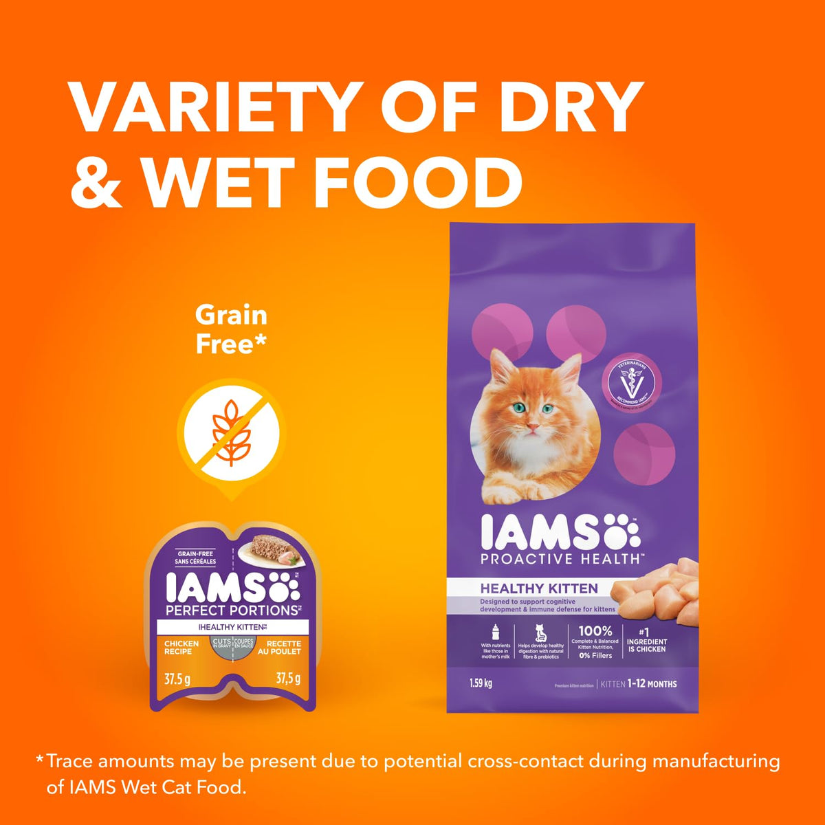 IAMS PERFECT PORTIONS Kitten Wet Cat Food, Chicken Flavour, 75g (24 pack)