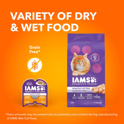 IAMS PERFECT PORTIONS Kitten Wet Cat Food, Chicken Flavour, 75g (24 pack)