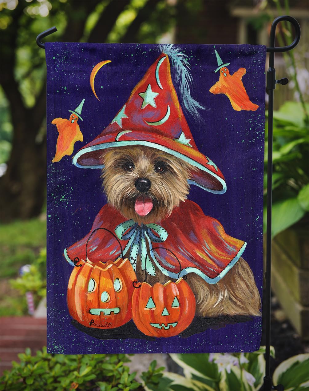 Drapeau de jardin extérieur Caroline's Treasures PPP3061GF Cairn Terrier sorcière d'Halloween, multicolore