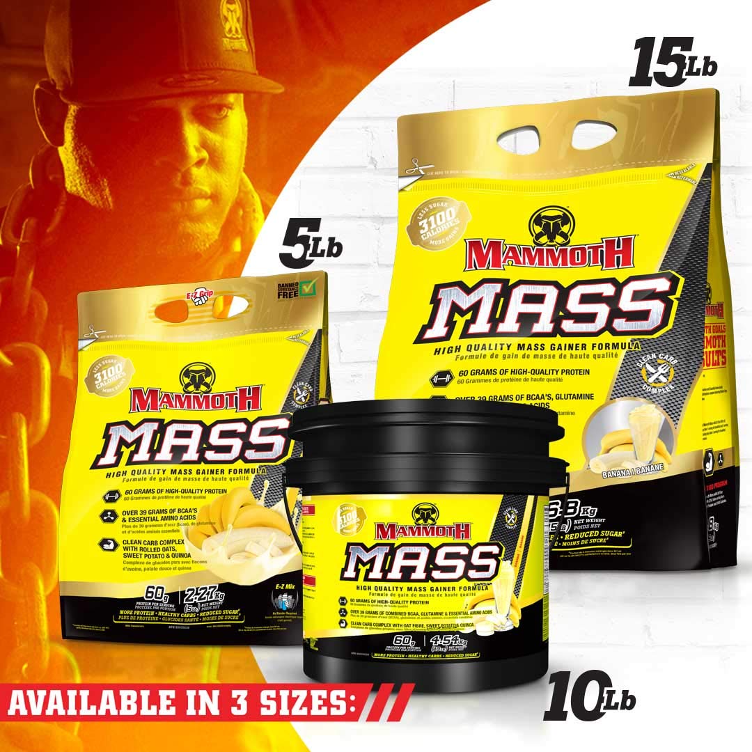 MAMMOTH MASS Weight Gainer Protein Powder - High Calorie Muscle Building Shake, Vanilla, 15 lb