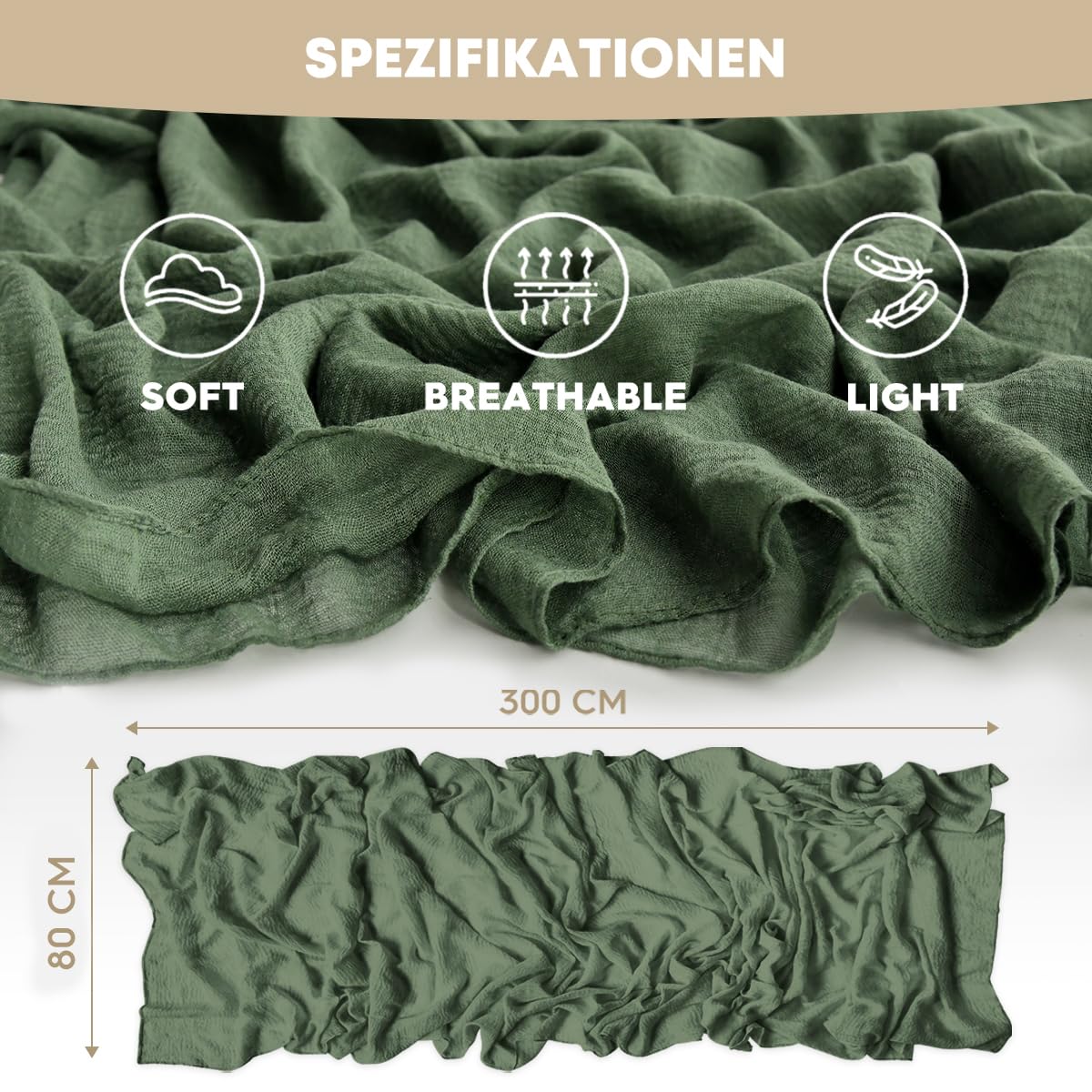 Artoid Mode Boho Cheesecloth Gauze Forest Green Wedding Table Runner, 300 cm Seasonal Fabric Kitchen Dining Holiday Table Decor for Home Party Indoor 🍁 All In One Marketplace Canada