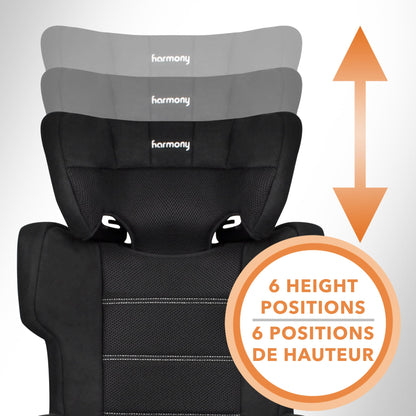 Harmony Dreamtime Elite High-Back Booster Seat – 2-in-1 Belt-Positioning Booster Car Seat with Cup Holder & Shoulder Belt Guide, for Children 18–50 kg (40–110 lbs.), 86–145 cm (34–57 in) - Black