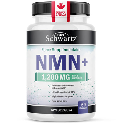 NMN Supplement 1200mg | Extra Strength | NAD+ Precursor for Healthy Aging, Cellular Energy & Longevity Support | 99% Purity | NMN Supplement Canada Made, Third-Party Tested & Vegan | 60 Capsules - Available at All In One Marketplace Canada