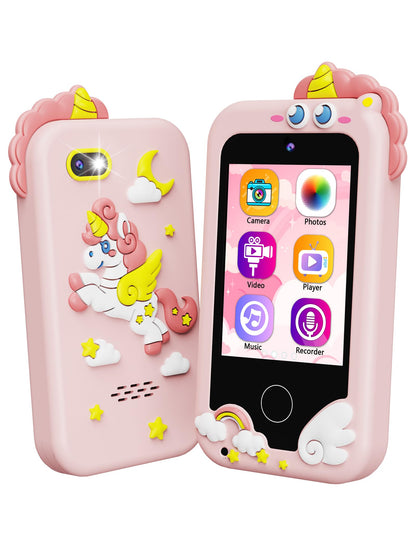Kikidex Kids Smart Phone for Girls, Perfect Christmas Birthday Gifts for 3-8 Year Old Kids, Touchscreen Learning Play Toy Smartphone with Dual Camera, Puzzle Game, Music Player (Pink) 🍁 All In One Marketplace Canada