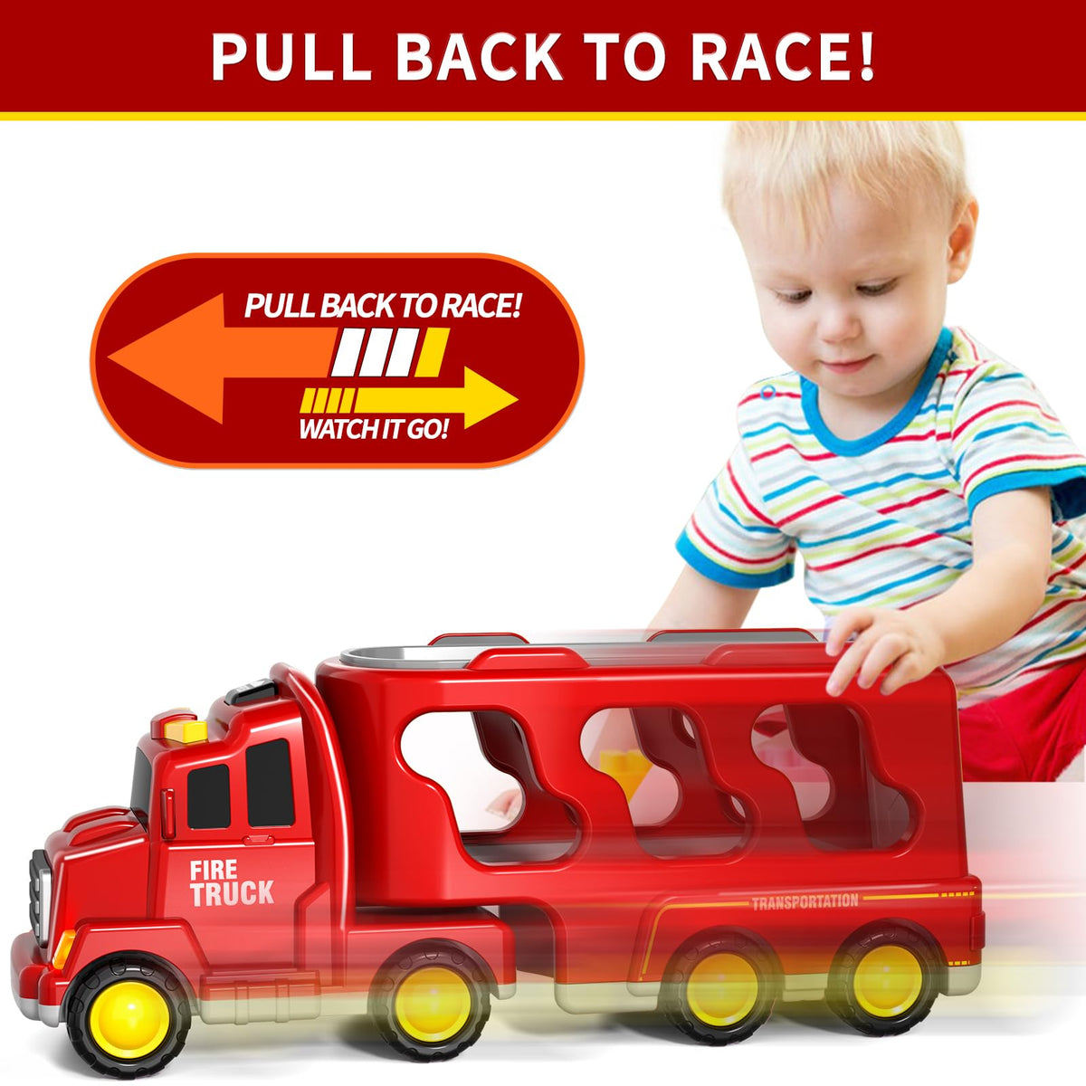 Fire Trucks Toddler Toys for 1-3 3-5 Year Old Boy, 5-in-1 Fire Car Truck Toy for Toddler Girls Age 1 2 3 4 5 6, Christmas Birthday Gift Car Truck Sets with Light Sound 🍁 All In One Marketplace Canada