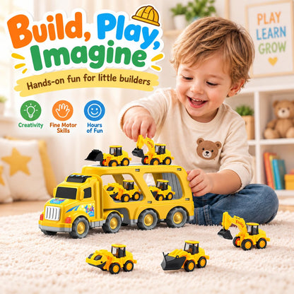 Veslier Construction Truck Toys for Boys Girls Age 3 4 5 6 Years Old，Carrier Transport Trucks for Kids 3+ Year Old，Christmas Birthday Gift Toddler Toys 🍁 All In One Marketplace Canada