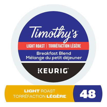 Timothy's Breakfast Blend K-Cup Pods for Keurig – 48 Count Box