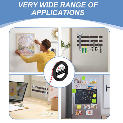 RIHEGAINT Magnetic Tape - 1/2" x 16ft Flexible Magnet Strips with 3M Strong Adhesive Backing - Perfect Fridge Magnets!
