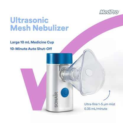 MedPro Sonair Portable Mesh Nebulizer for Adults & Kids, Rechargeable