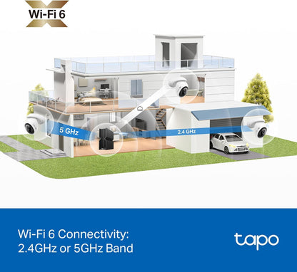 Tapo 4K 8MP Pan/Tilt Outdoor Security Camera, 360° View, No Monthly Fee, Person/Vehicle & Motion AI Track, Starlight Color Night Vision, SD/Cloud Storage, Works w/Alexa & Google Home (Tapo C560WS)
