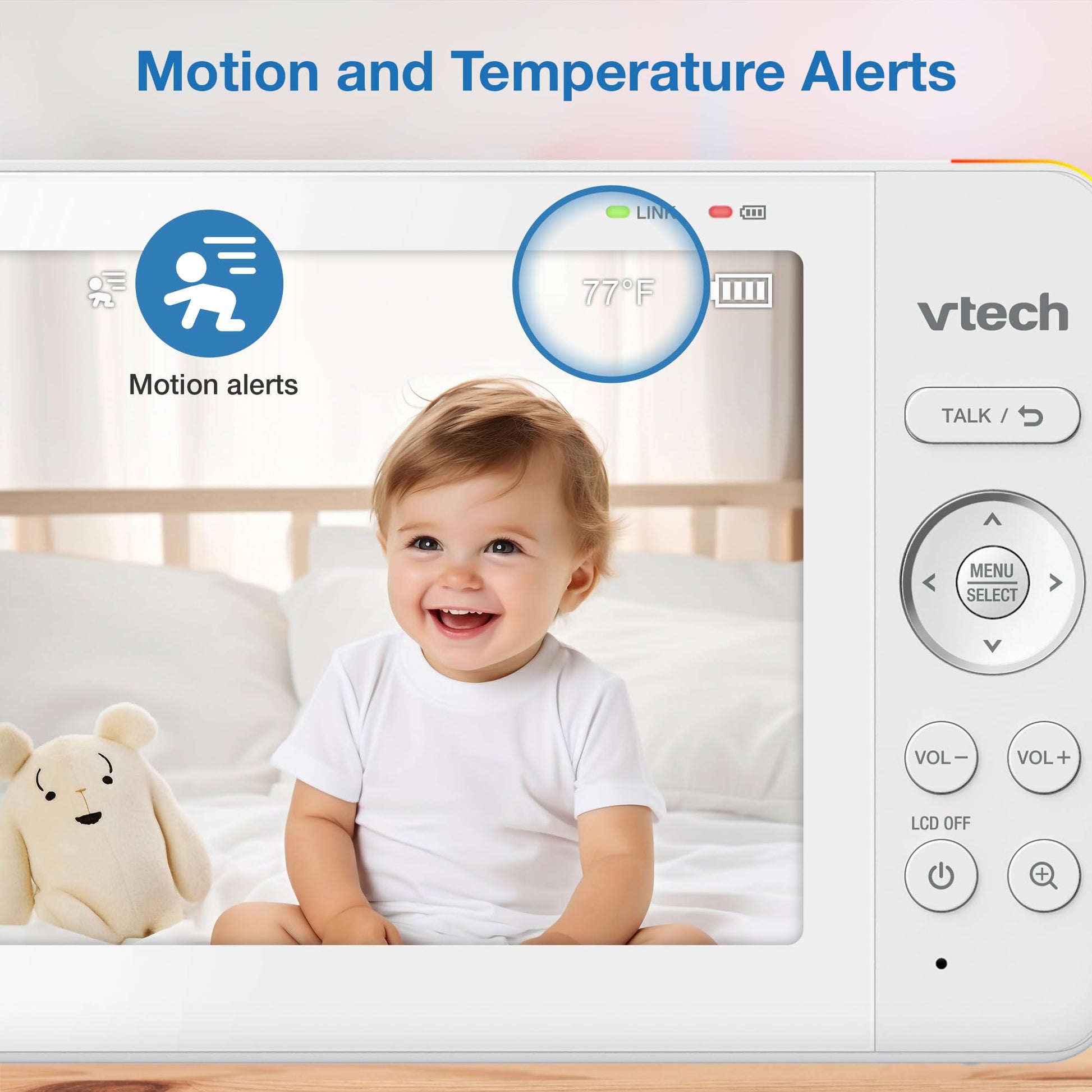 VTech Advanced HQ Max 7" Digital Video Baby Monitor with Pan-Tilt-Zoom, Night Light, Long Range, 2-WayTalk, Display, and Lullabies, No WiFi, White VTech