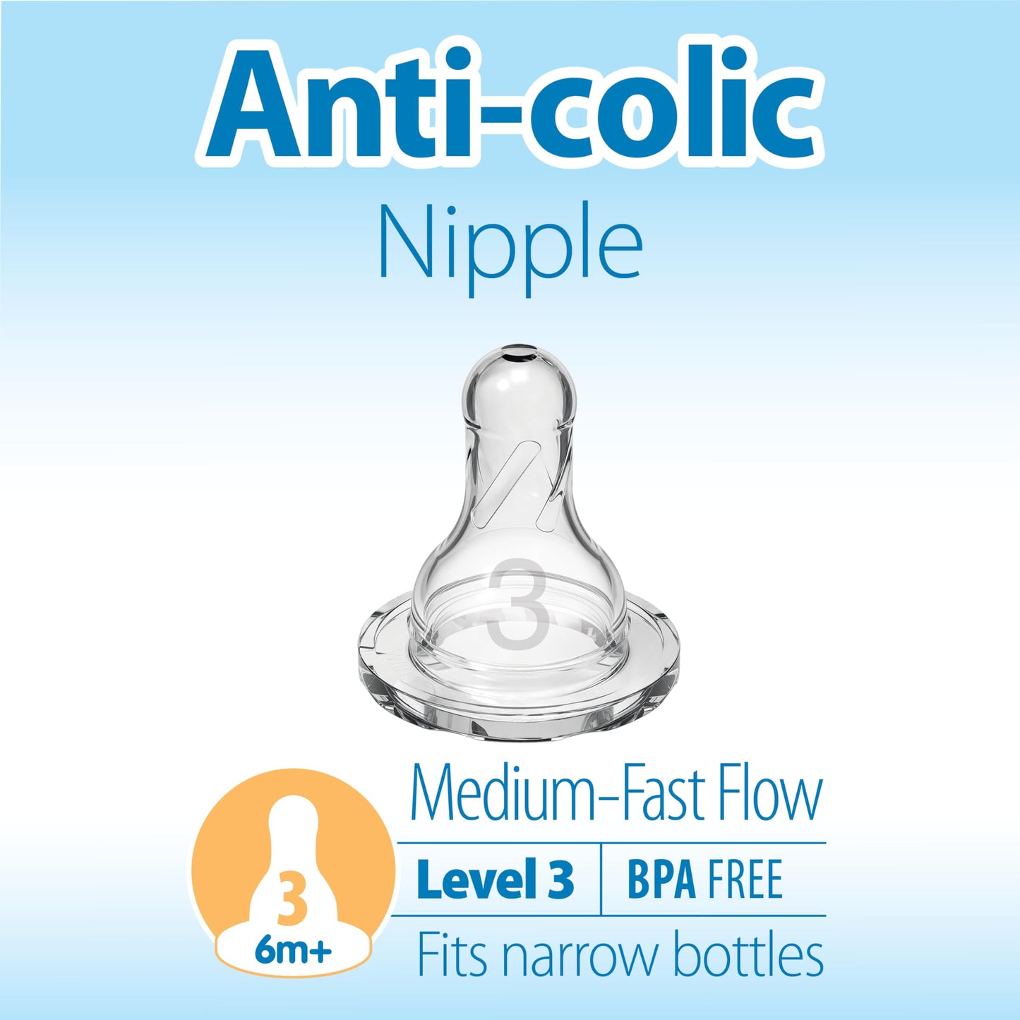 Dr. Brown's Original Nipple, Level 3 (6m+), 6 Count