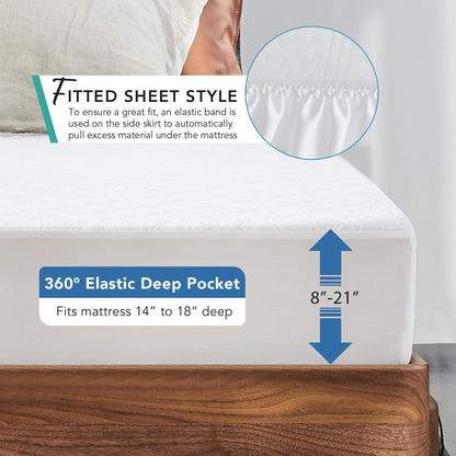 Premium Ultra Soft Waterproof Crib Fitted Mattress Protector - Toddler and Crib Mattress Pad Cover - Soft and Breathable with 7 Inches Deep Skirt (White, 28" x 52")