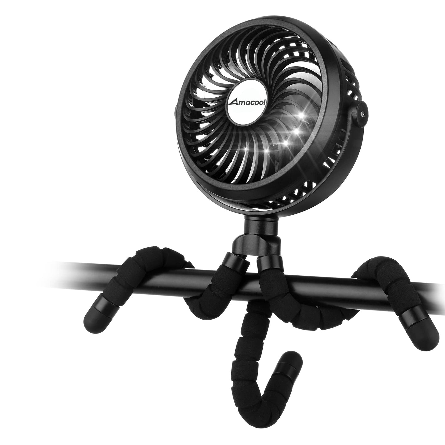 AMACOOL Battery Operated Stroller Fan Flexible Tripod Clip On Fan with 3 Speeds and Rotatable Handheld Personal Fans for Car Seat Crib Bike Treadmill