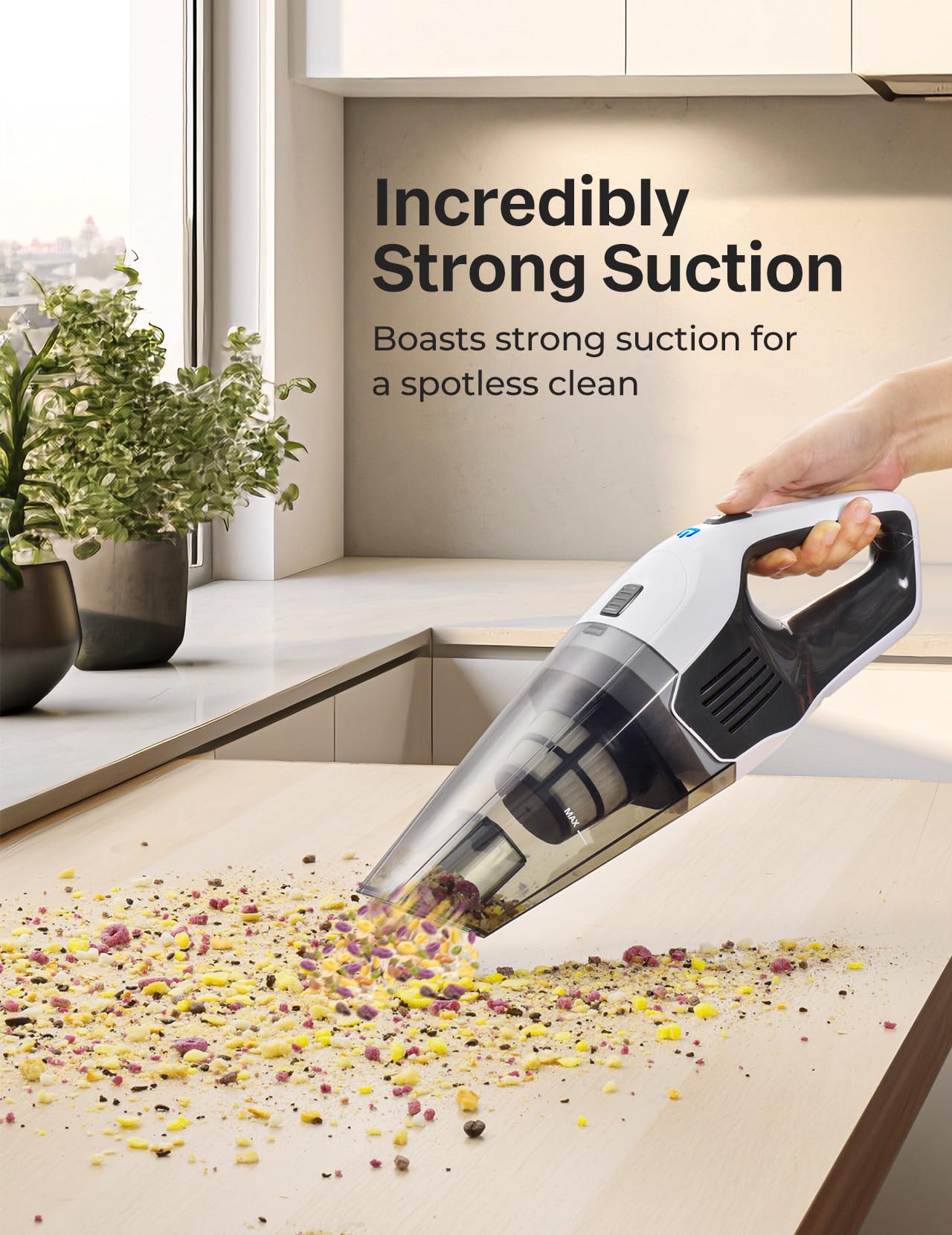 Handheld Vacuum Cleaner, Powerful Suction Portable Lightweight Hand Held Vacuum Cordless with 25-30Mins Long Runtime Rechargeable Battery Quick Charge for Home, Car, Carpet Stairs, Pet Hair Cleaning - Available at All In One Marketplace Canada