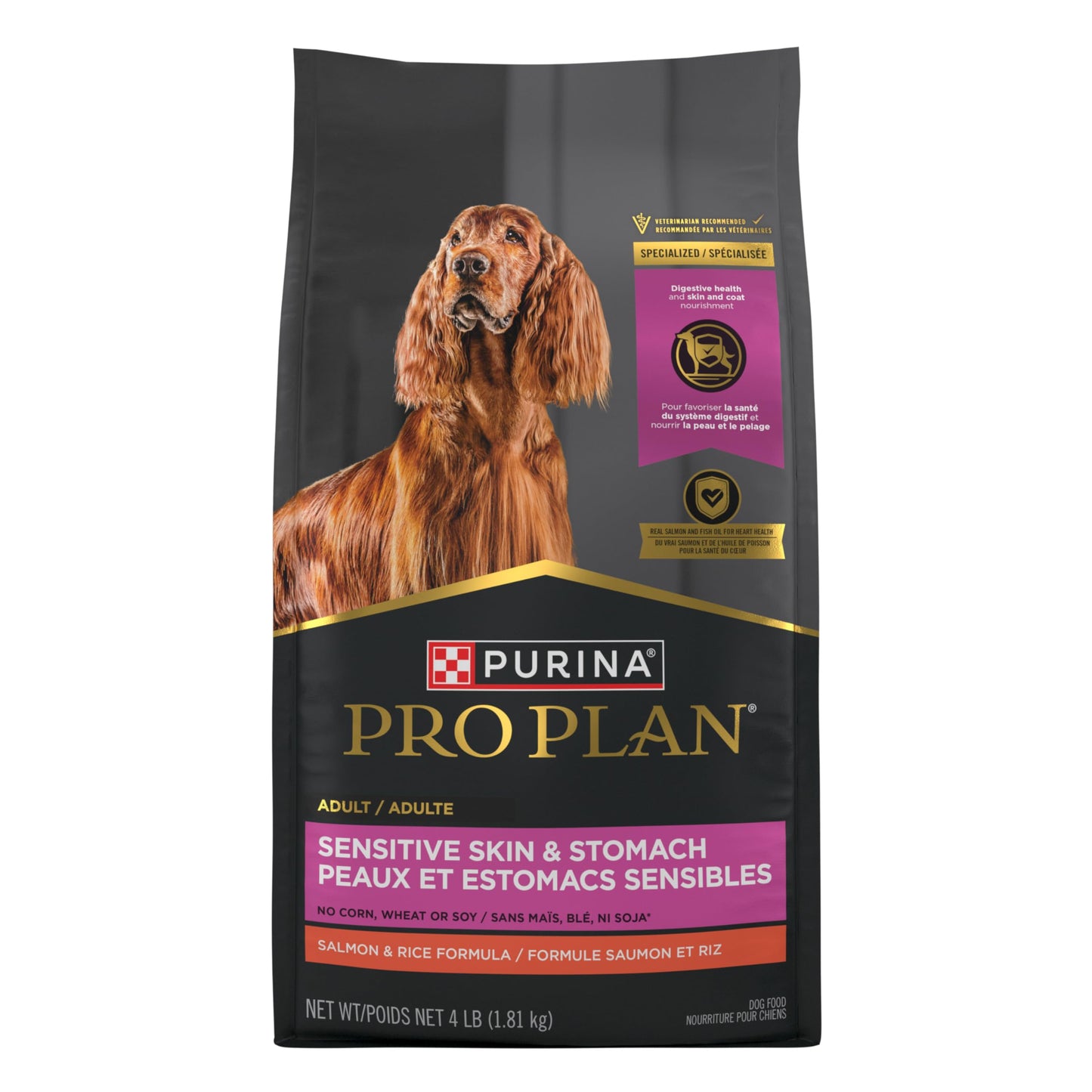 Purina Pro Plan Sensitive Skin & Stomach Dry Dog Food, Salmon & Rice - 1.81 kg Bag
