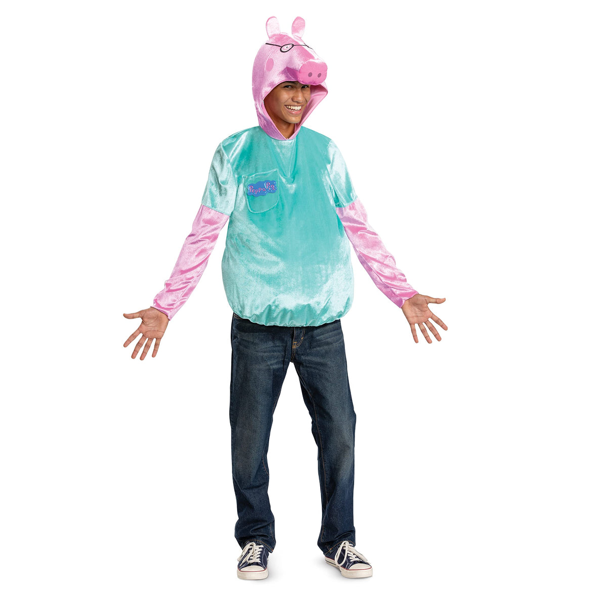 Costume de Papa Pig, déguisement officiel Peppa Pig pour Halloween pour hommes, taille unique adulte, tel qu'illustré, taille homme Large (42-46)