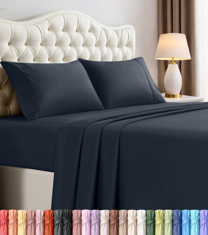 Utopia Bedding Queen Bed Sheet Set - 4 Piece Bedding - Soft Brushed Microfiber Fabric - Shrinkage & Fade Resistant - Easy Care (Navy)