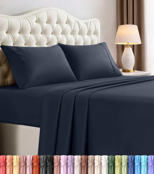 Utopia Bedding Queen Bed Sheet Set - 4 Piece Bedding - Soft Brushed Microfiber Fabric - Shrinkage & Fade Resistant - Easy Care (Navy)